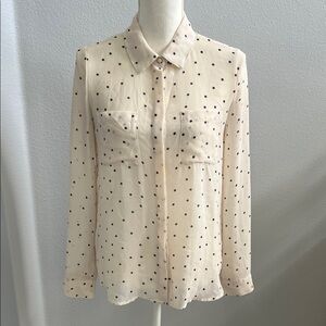 CHIC Paris by Jacob Cream Polka Dot Blouse Button Front Size P/S